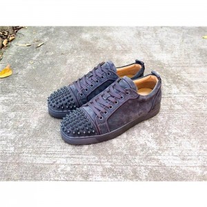 High Quality Christian Louboutin Louis Suede Blue Grey Low Top Men Sneakers