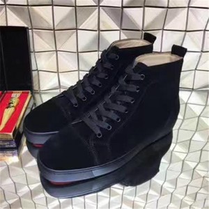 High Quality Christian Louboutin Men'S Black Suede High Top Sneakers