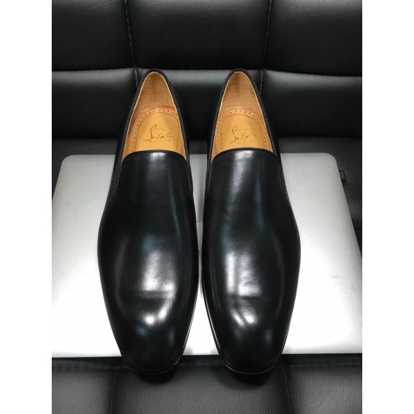 High Quality Christian Louboutin Flat Black Leather