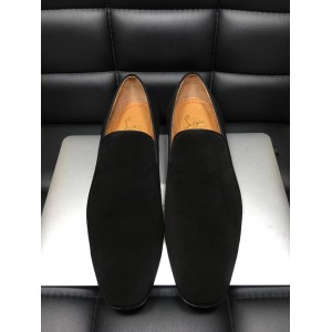 High Quality Christian Louboutin Flat Black Leather