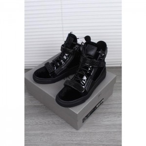 High Quality Giuseppe Zanotti black velvet and black sole high-top sneakers