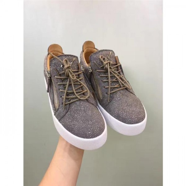 High Quality Giuseppe Zanotti grey glitter and white sole low-top sneakers