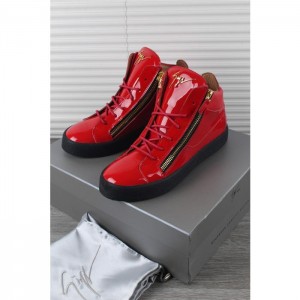 High Quality Giuseppe Zanotti Kriss Patent Leather High Top Red Sneakers