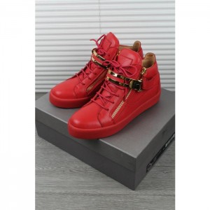 High Quality Giuseppe Zanotti Red Double Strap Leather Mid Top Sneaker