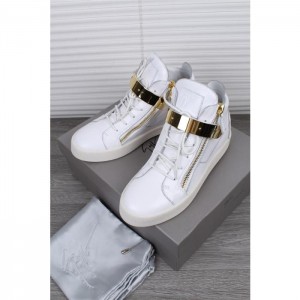 High Quality Giuseppe Zanotti White Leather Maylon High Top Sneakers