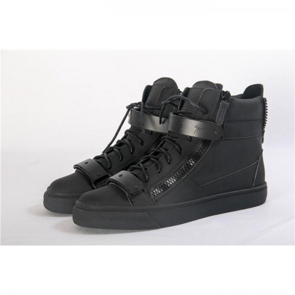 High Quality Giuseppe Zanotti Black Matte Leather Birel London Men Sneakers