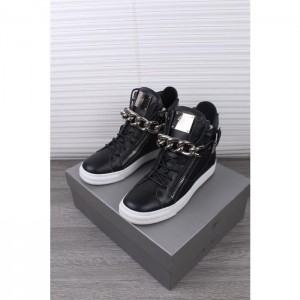 High Quality Giuseppe Zanotti Silver Chain High Top Sneakers Black