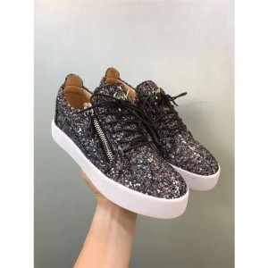 High Quality Giuseppe Zanotti black glitter and white sole low-top sneakers