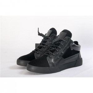 High Quality Giuseppe Zanotti Leather Suede High Top Black Sneakers