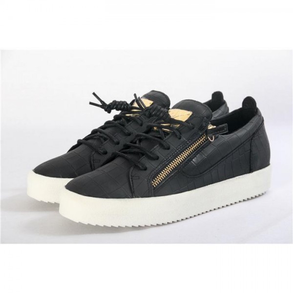 High Quality Giuseppe Zanotti black patent leather double-zip Frank low-top sneakers