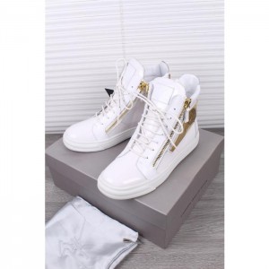 High Quality Giuseppe Zanotti London Plated Zip High Top White Sneakers