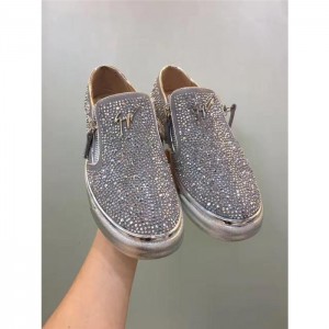 High Quality Giuseppe Zanotti Embellished Low-Rise Suede Sneakers Sliver