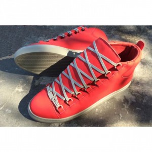 Balenciaga Red Holiday Collection Rubberised Calfskin High Sneakers