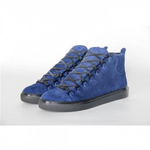 Balenciaga Arena High-Top Blue Suede Sneaker