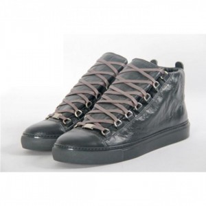 Balenciaga Arena Lambskin Leather High Sneaker Gris Fossile