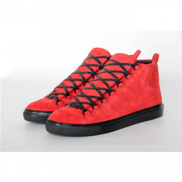 Balenciaga Arena High-Top Red Suede Sneaker