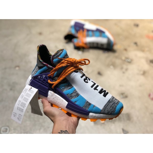 High Quality Retail version Pharrell x Adidas NMD Hu “Solar Pack” Hi-Res Aqua/Core Black BB9528 with fish scale ready