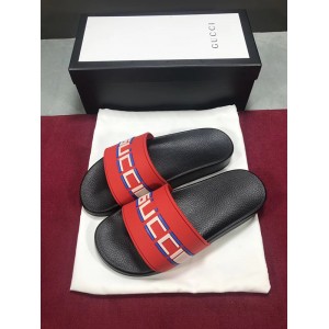 High Quality Gucci Stripe Rubber Slide Sandal(Red) OF_079C25B4C42B