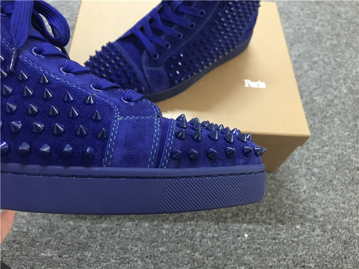 Limited Version Christian Louboutin Blue Louis Spikes Men's Flat Sneakers