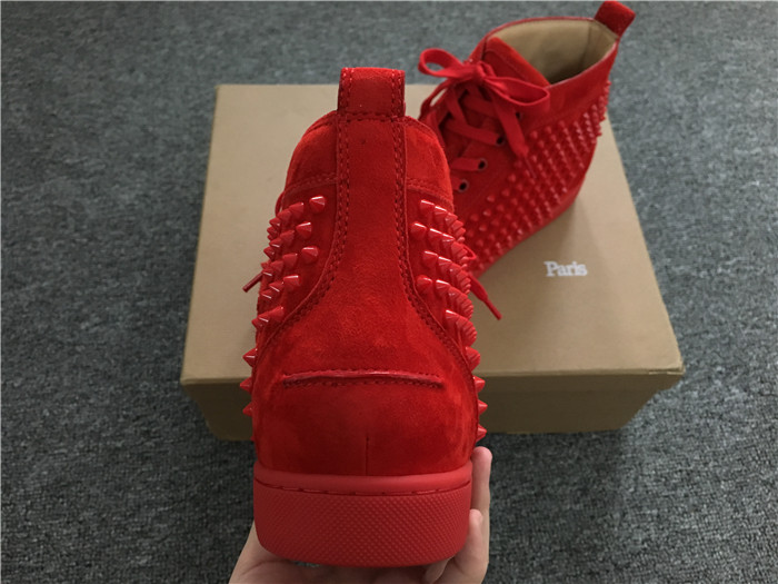 Christian Louboutin Red Louis Spikes Men's Flat Sneakers