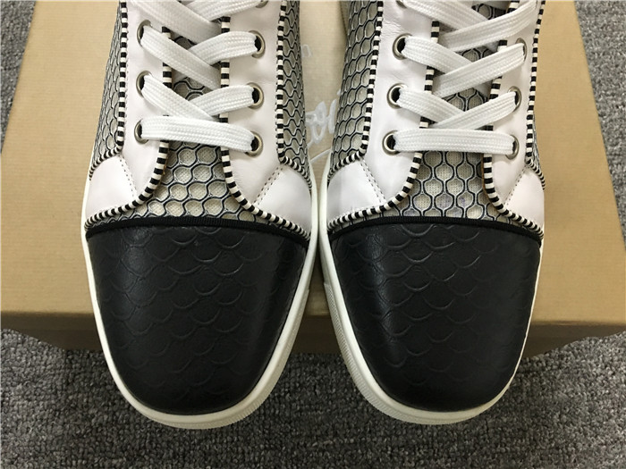 Super Perfect Christian Louboutin Louis Orlato Nappa Black White Sneakers