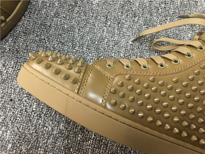 Limited Version Christian Louboutin Poivre Vert Louis Spikes Men's Flat Sneakers