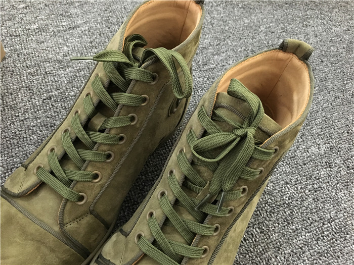 Christian Louboutin Louis Orlato Flat High Top Suede Sneaker in Poivre Vert Color