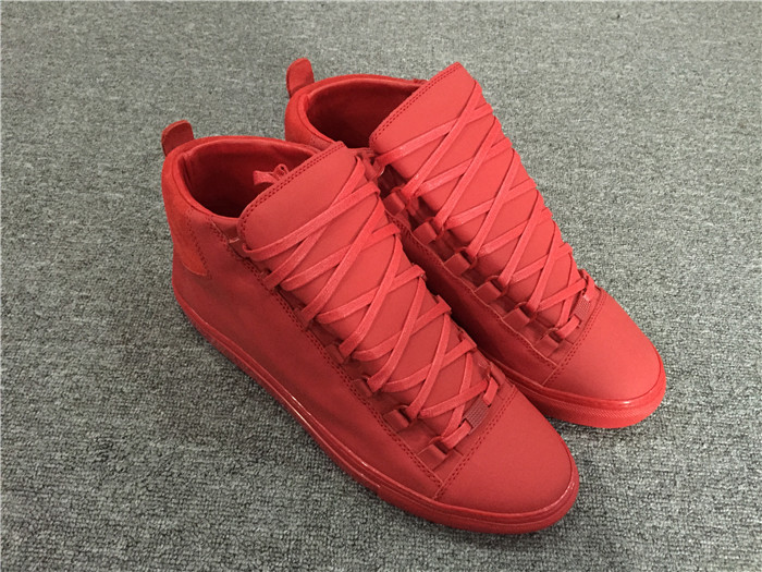 Balenciaga Sprayed Suede Arena High-Top Sneakers-Red