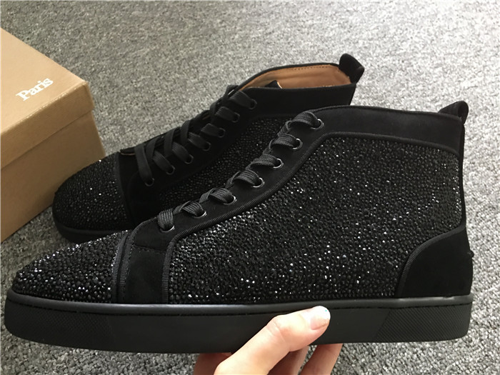 Christian Louboutin Louis Strass Black Men's Flat Sneakers