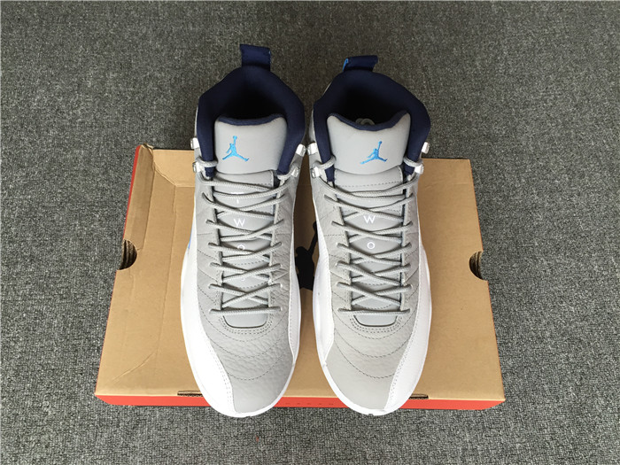 Air Jordan 12 Grey Blue White High-Top Men Sneakers