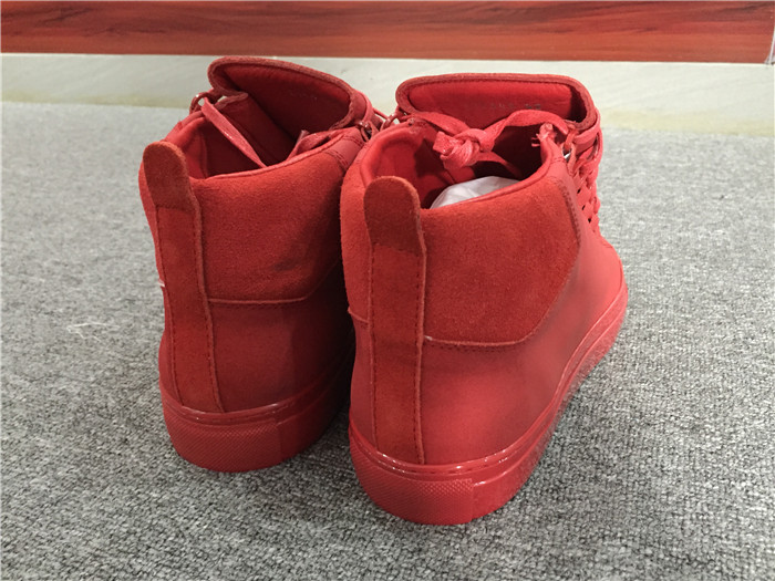 Balenciaga Sprayed Suede Arena High-Top Sneakers-Red