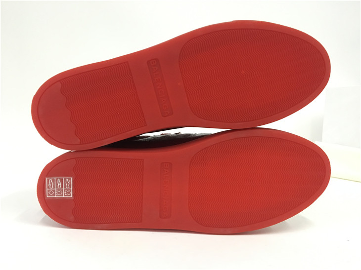 Balenciaga Arena Red Low Top Creased Leather Sneakers