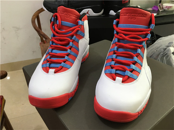 Air Jordan 10 Retro X Chicago Flag 2016 Bright Crimson Men Sneakers