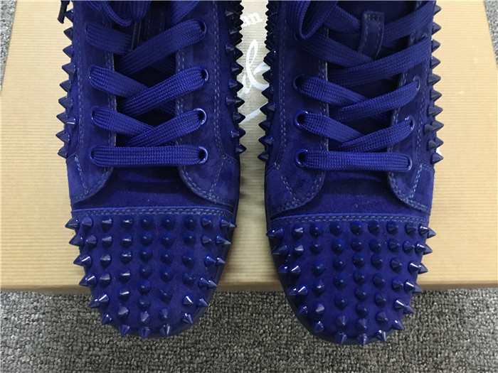 Limited Version Christian Louboutin Blue Louis Spikes Men's Flat Sneakers