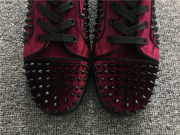 Christian Louboutin Louis Orlato Spikes Velvet with Glossy Red Sole