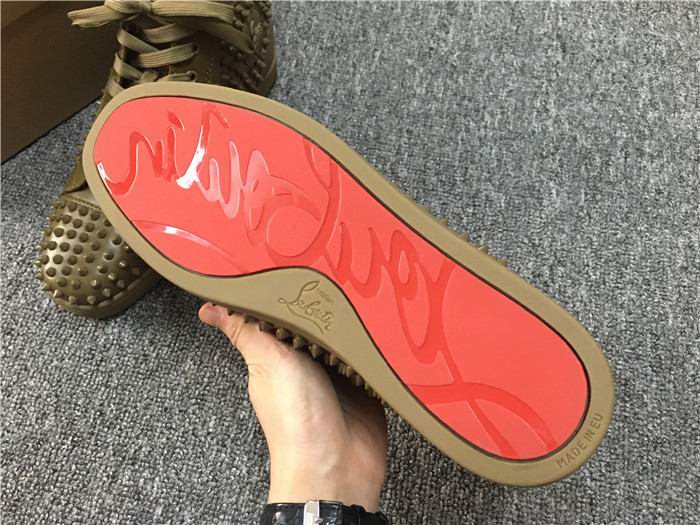 Limited Version Christian Louboutin Poivre Vert Louis Spikes Men's Flat Sneakers