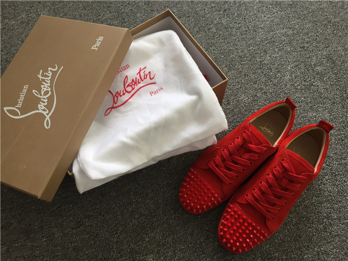 Christian Louboutin Red Louis Junior Spikes Men's Flat Sneakers