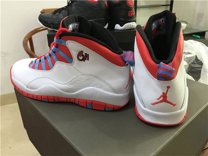 Air Jordan 10 Retro X Chicago Flag 2016 Bright Crimson Men Sneakers