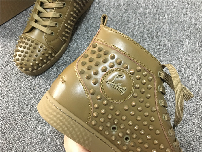 Limited Version Christian Louboutin Poivre Vert Louis Spikes Men's Flat Sneakers