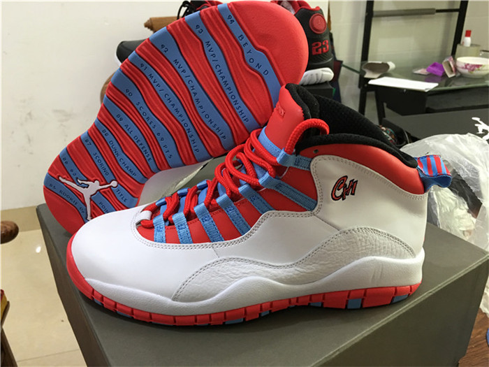 Air Jordan 10 Retro X Chicago Flag 2016 Bright Crimson Men Sneakers