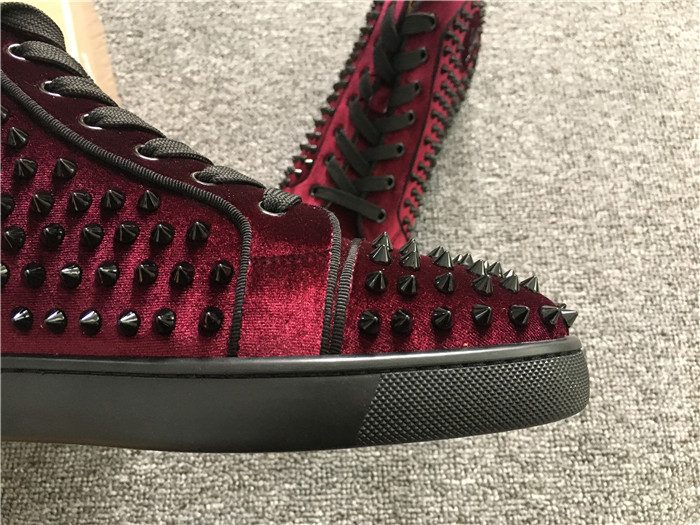 Christian Louboutin Louis Orlato Spikes Velvet with Glossy Red Sole