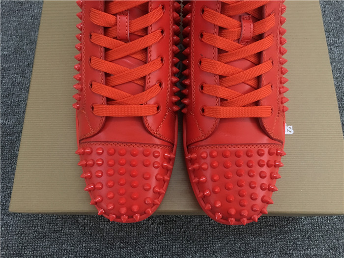 Christian Louboutin Red Louis Spikes Flat High-Top Men Sneakers