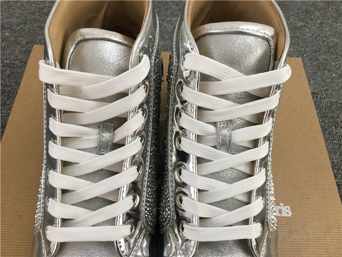 Limited Version Christian Louboutin Louis Silver Strass Men's Flat Sneakers