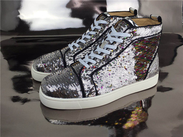 Super Perfect Christian Louboutin Bip Bip Orlato Silver Sequin High Top Sneakers