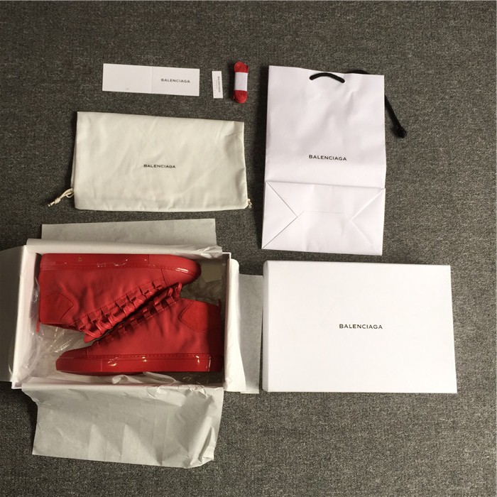 Balenciaga Sprayed Suede Arena High-Top Sneakers-Red