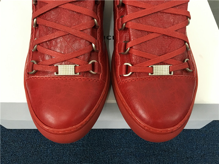 Super Perfect Balenciaga Arena Low Top Creased Leather Sneakers Red