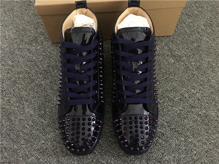 Limited Version Christian Louboutin Louis Flat Purple Glossy Patent Sneakers