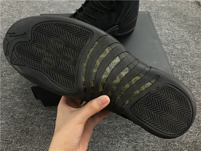 UA 2017 Air Jordan 12 OVO Black/Black-Metallic Gold Sneakers