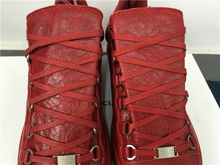 Super Perfect Balenciaga Arena Low Top Creased Leather Sneakers Red