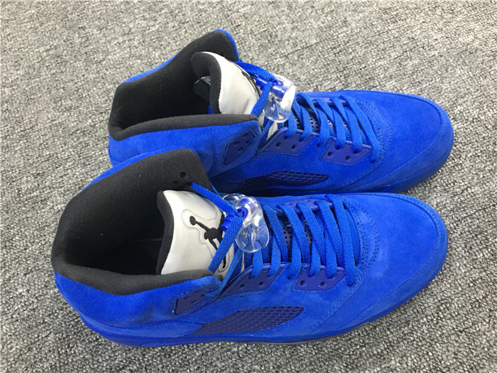 Air Jordan 5 Blue Suede Men Sneakers